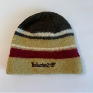 TIMBERLAND Kid’s Brown Striped 100% Wool Beanie / Skully Cap